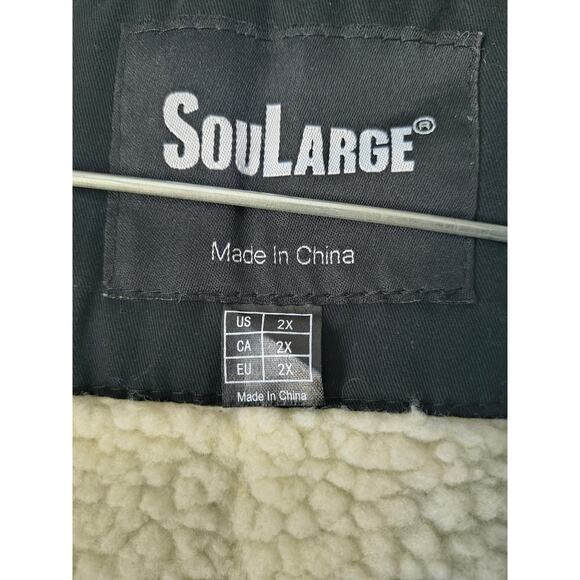 SOULARGE Black Faux Fur Heavy Winter Jacket 2X - Picture 5 of 11